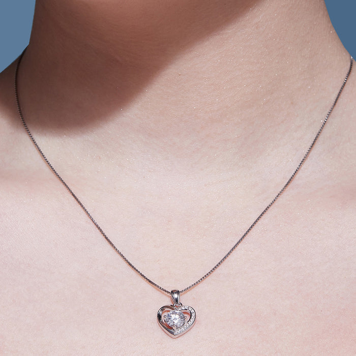 Charming Heart 925 Silver Pendant with Chain