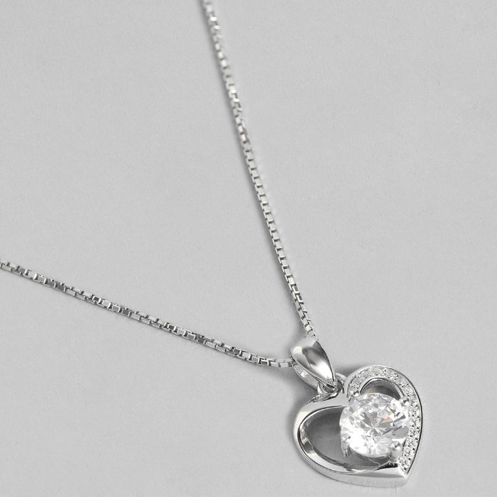 Charming Heart 925 Silver Pendant with Chain