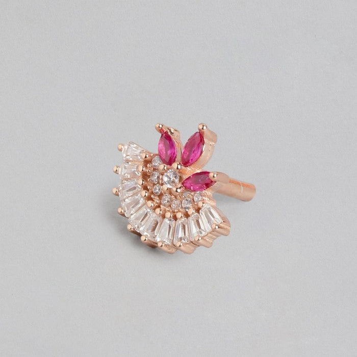 Charming Rose Gold Elegance CZ-Studded 925 Sterling Silver Stud Earrings