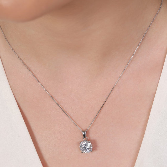 Cherished Bond: Rhodium-Plated 925 Sterling Silver Pendant with Chain