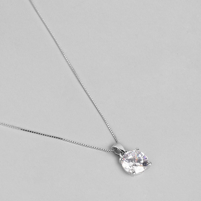 Cherished Bond: Rhodium-Plated 925 Sterling Silver Pendant with Chain