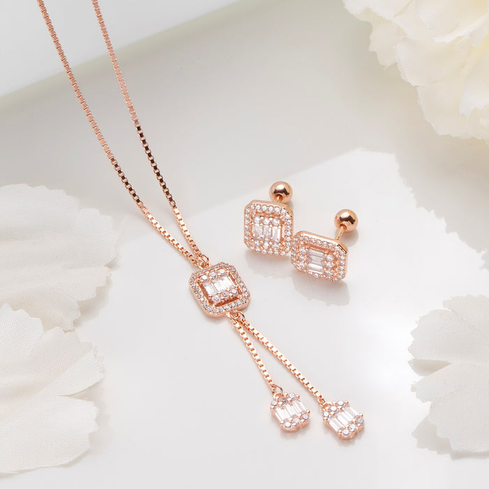 Cherished Luminance Rose Gold Plated 925 Sterling Silver Jewelry Set