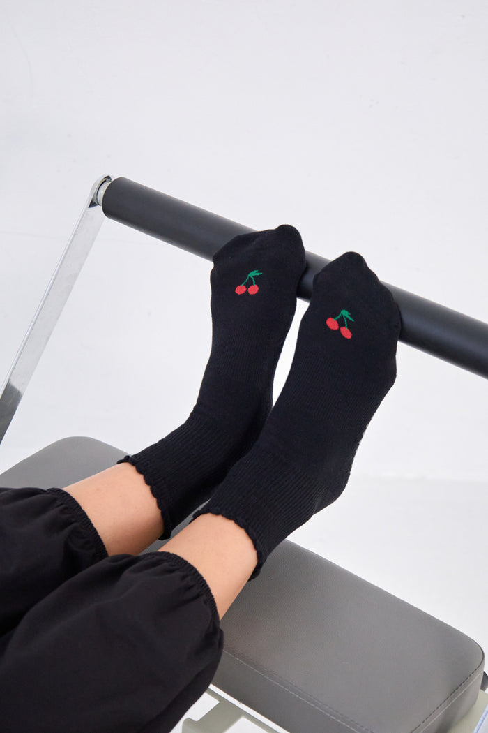 Cherry Ankle Grip Sock