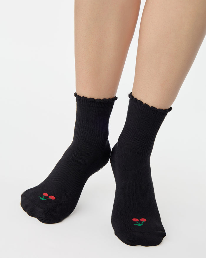 Cherry Ankle Grip Sock