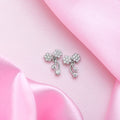 Cherry CZ Studded 925 Sterling Silver Drop Earrings