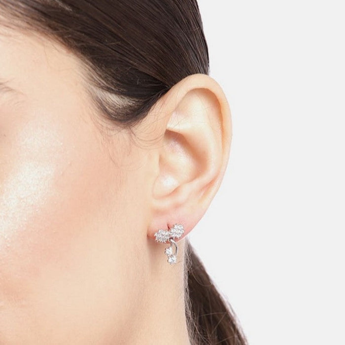 Cherry CZ Studded 925 Sterling Silver Drop Earrings