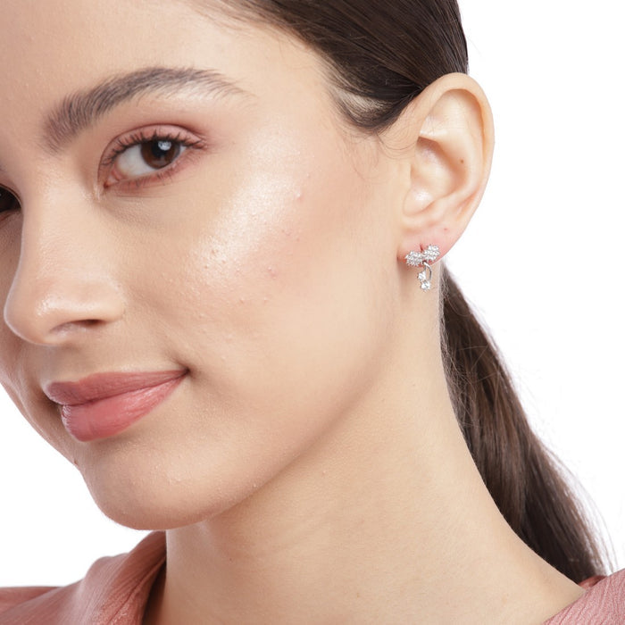 Cherry CZ Studded 925 Sterling Silver Drop Earrings