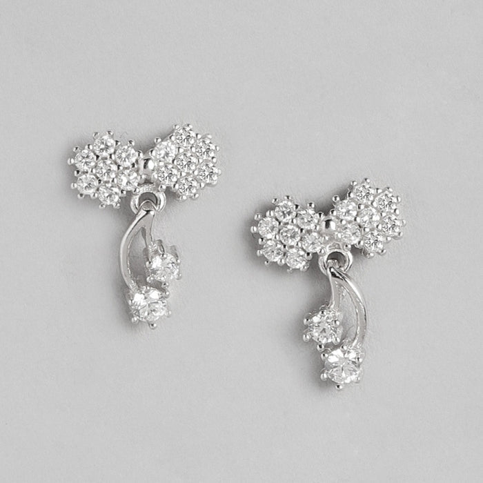 Cherry CZ Studded 925 Sterling Silver Drop Earrings