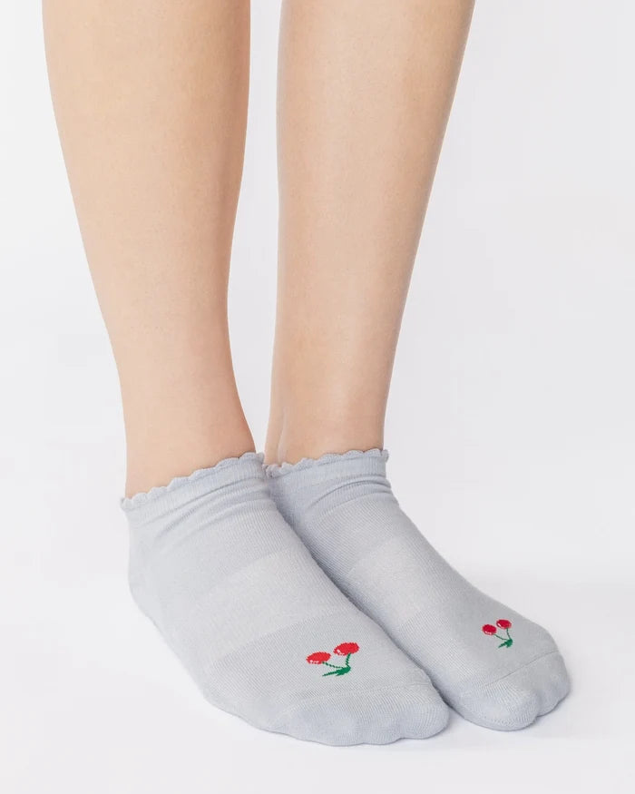 Cherry Full Foot Grip Socks Sky Grey