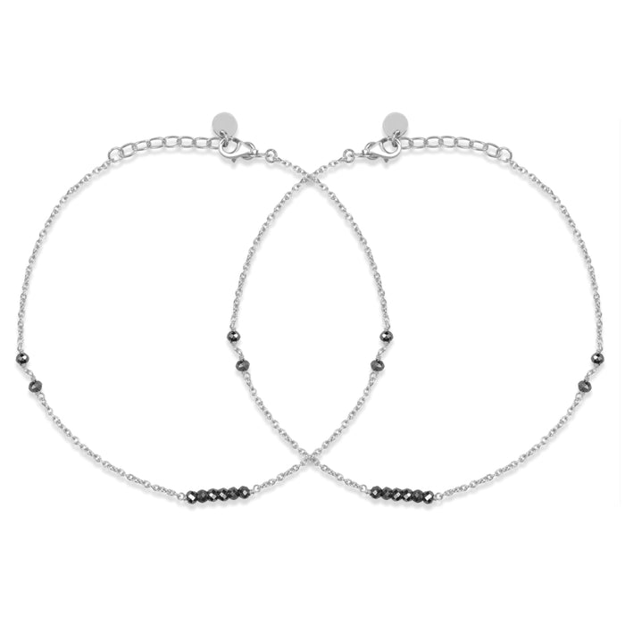 Chic and Minimal Rhodium Plated 925 Sterling Silver Adjustable Link Chain Anklet