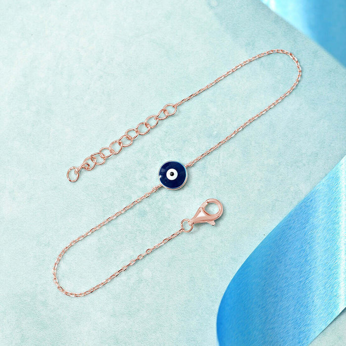 Chic Evil Eye 925 Silver Bracelet in Rose Gold