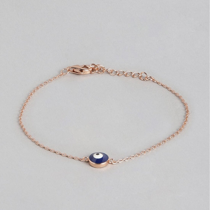 Chic Evil Eye 925 Silver Bracelet in Rose Gold
