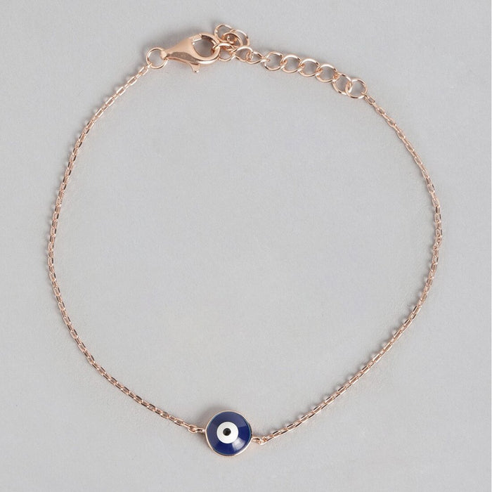 Chic Evil Eye 925 Silver Bracelet in Rose Gold