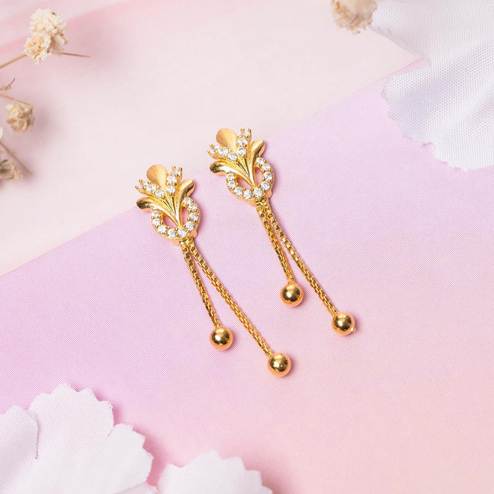 925 Sterling Silver Chic Glitter Gold-Plated 925 Sterling Silver Drop Earrings for Women – Zavya