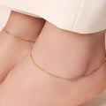 Chic Harmony Dual Tone Plated 925 Silver Box Chain Anklet