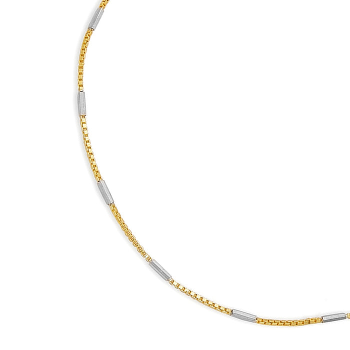 Chic Harmony Dual Tone Plated 925 Silver Box Chain Anklet