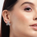 Chic Petals Rhodium Plated Flower 925 Sterling Silver Earrings