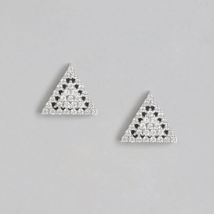 Chic Triangle Brilliance Rhodium-Plated CZ 925 Sterling Silver Earrings