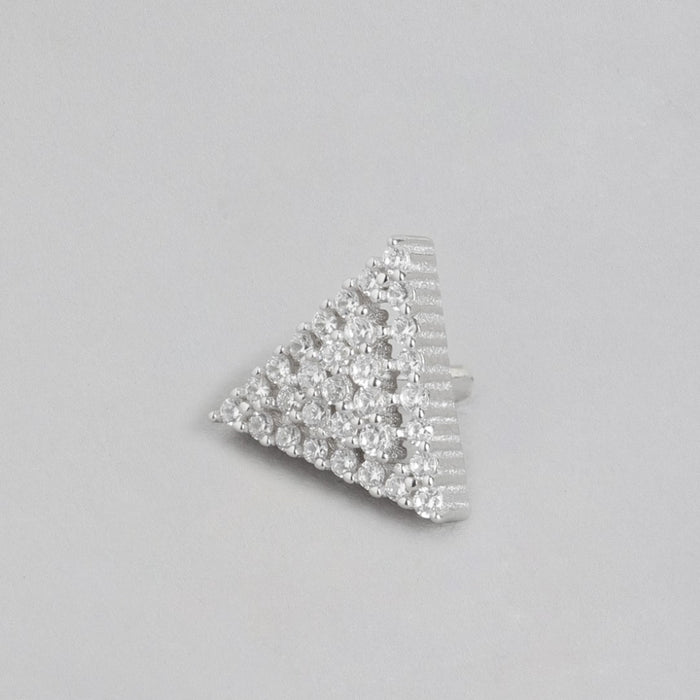 Chic Triangle Brilliance Rhodium-Plated CZ 925 Sterling Silver Earrings