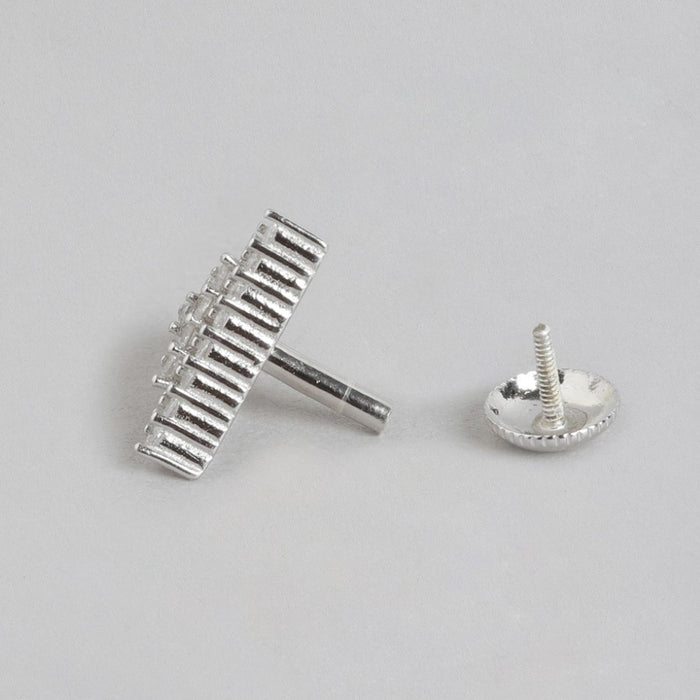 Chic Triangle Brilliance Rhodium-Plated CZ 925 Sterling Silver Earrings