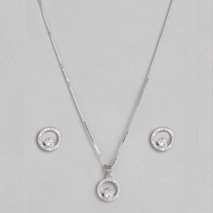 Circle of Brilliance Rhodium-Plated CZ 925 Sterling Silver Jewelry Set