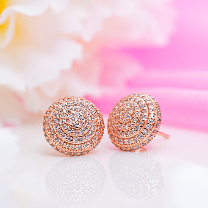 Circle of Brilliance Rose Gold-Plated CZ 925 Sterling Silver Earrings