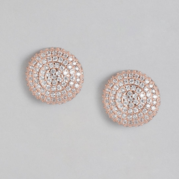 Circle of Brilliance Rose Gold-Plated CZ 925 Sterling Silver Earrings