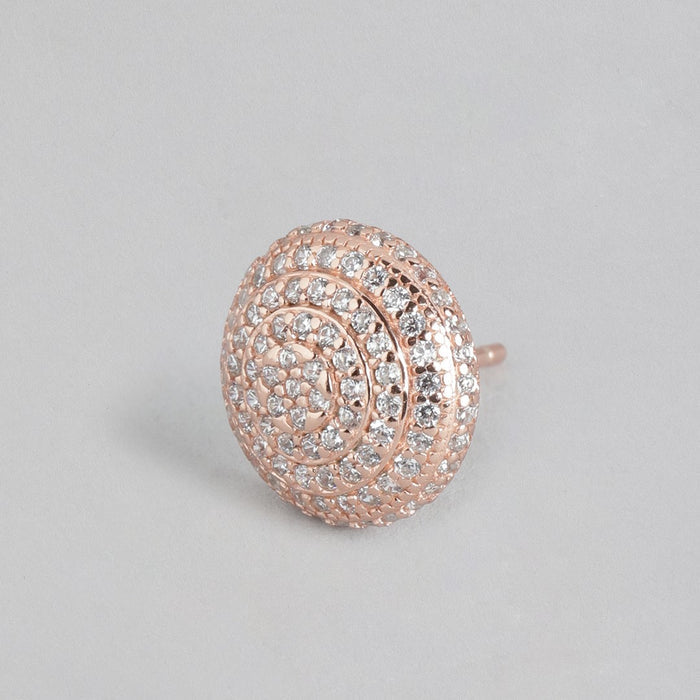 Circle of Brilliance Rose Gold-Plated CZ 925 Sterling Silver Earrings