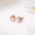 Circle of Elegance Rose Gold-Plated CZ & Freshwater Pearl 925 Sterling Silver Earrings
