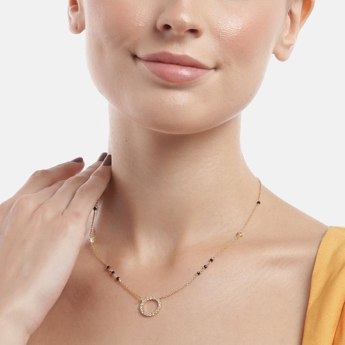 Circle of Eternity: Gold-Plated CZ 925 Sterling Silver Mangalsutra