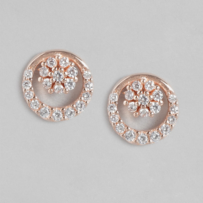 Circle of Petals Rose Gold CZ 925 Sterling Silver Earrings