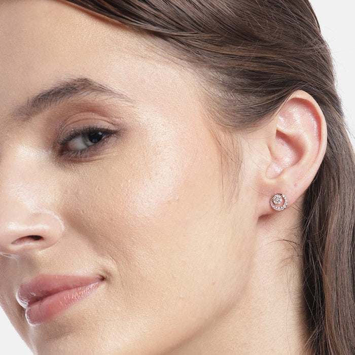 Circle of Petals Rose Gold CZ 925 Sterling Silver Earrings