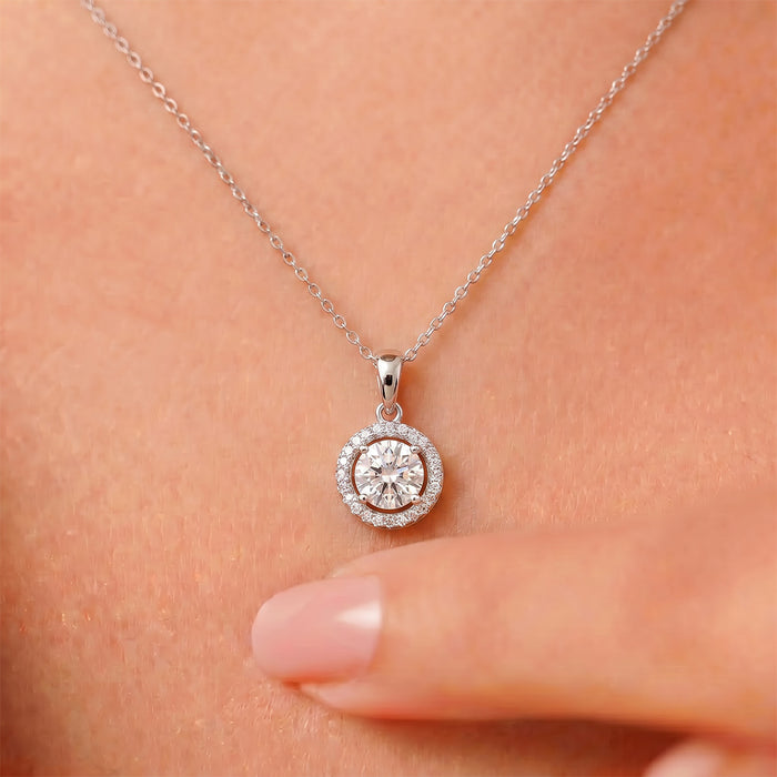 Circle of Radiance Rhodium Plated CZ 925 Silver Pendant with Chain