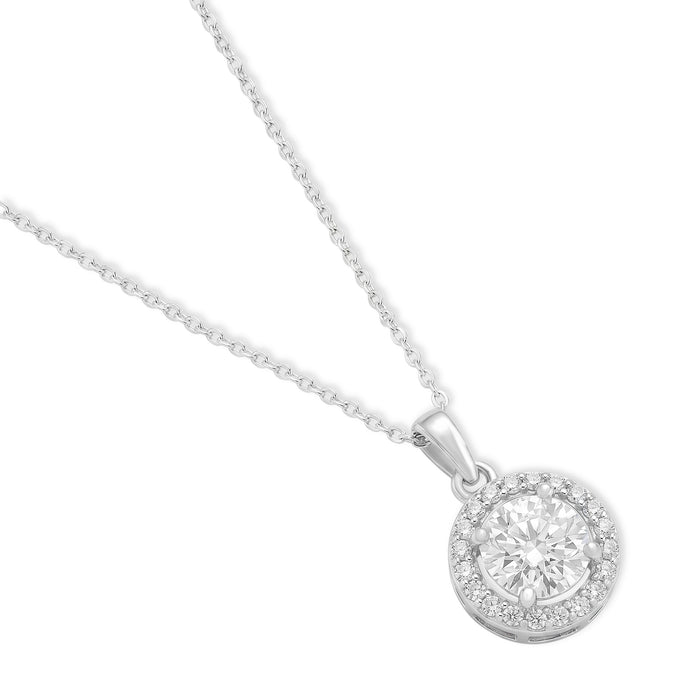 Circle of Radiance Rhodium Plated CZ 925 Silver Pendant with Chain