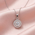 Circle of Radiance Rhodium-Plated CZ Gemstone 925 Silver Pendant with Link Chain