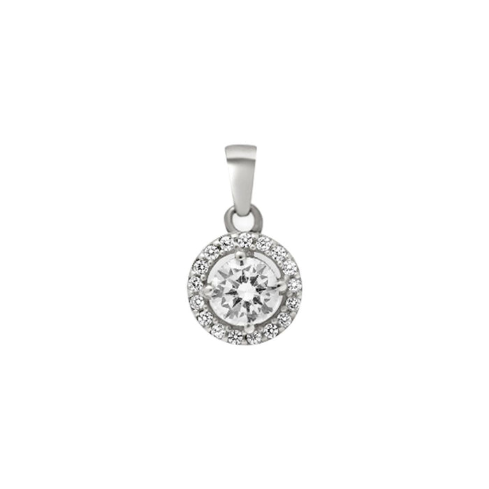 Circle of Radiance Rhodium-Plated CZ Gemstone 925 Silver Pendant with Link Chain