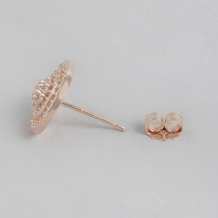 Circular Brilliance Rose Gold-Plated CZ 925 Sterling Silver Earrings