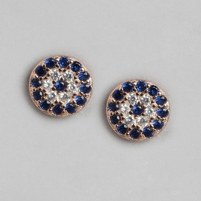 Circular CZ Studded Rose Gold Plated 925 Sterling Silver Earrings