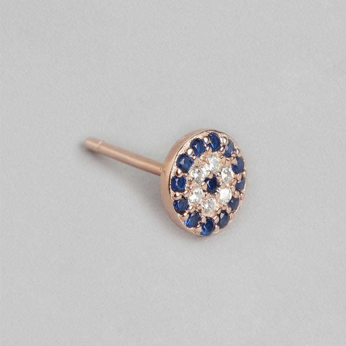 Circular CZ Studded Rose Gold Plated 925 Sterling Silver Earrings
