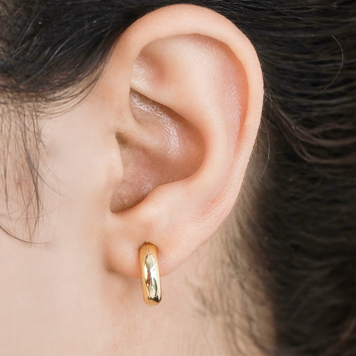 Circular Gold Plated 925 Sterling Silver Half Hoops Earring