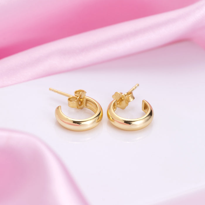 Circular Gold Plated 925 Sterling Silver Half Hoops Earring