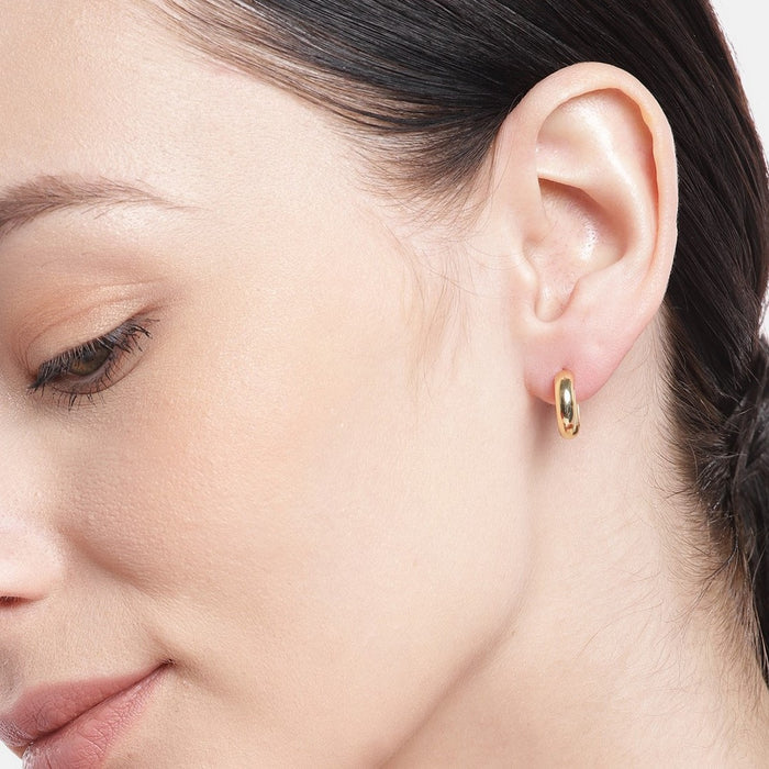 Circular Gold Plated 925 Sterling Silver Half Hoops Earring