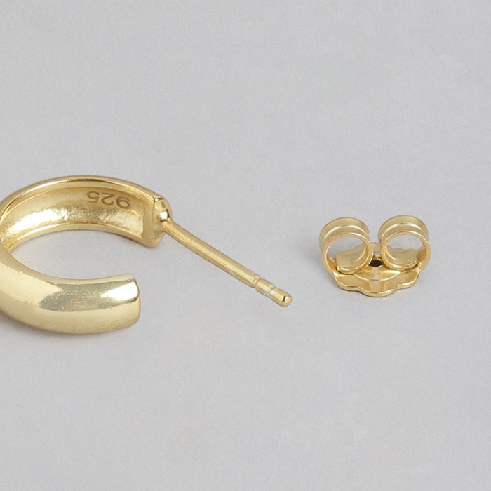 Circular Gold Plated 925 Sterling Silver Half Hoops Earring