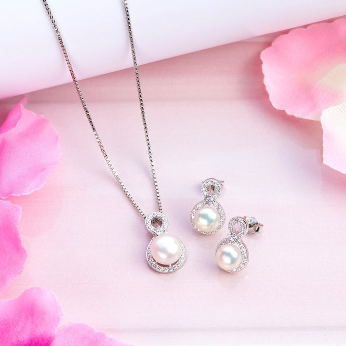 Circular Radiance Harmony Rhodium-Plated 925 Sterling Silver Jewelry Set