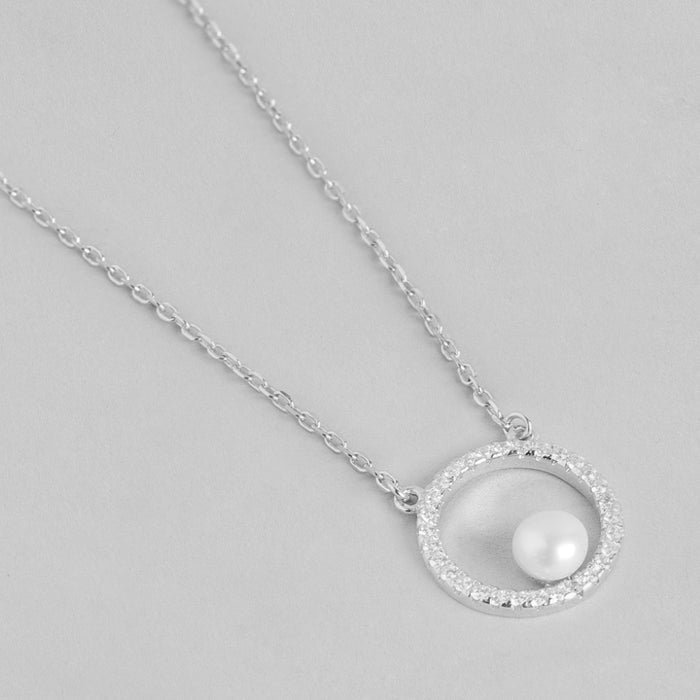 Circular Radiance Pearl Rose Gold-Plated 925 Sterling Silver Necklace