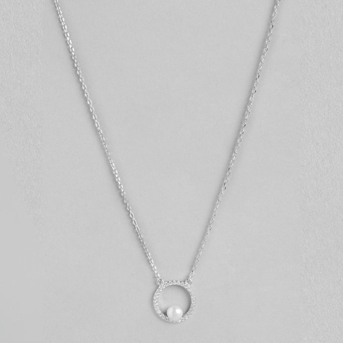 Circular Radiance Pearl Rose Gold-Plated 925 Sterling Silver Necklace
