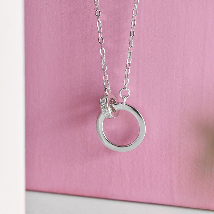 Circular Rhodium Plated 925 Sterling Silver Necklace