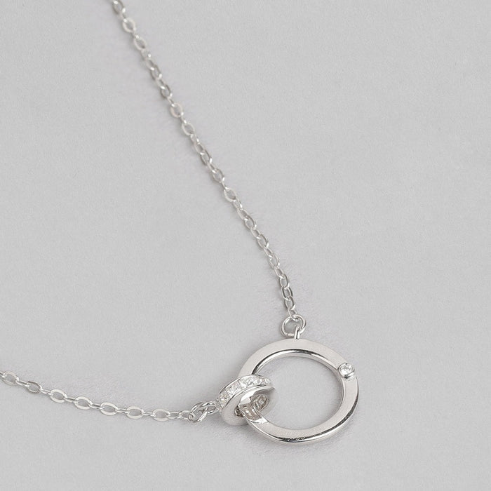 Circular Rhodium Plated 925 Sterling Silver Necklace