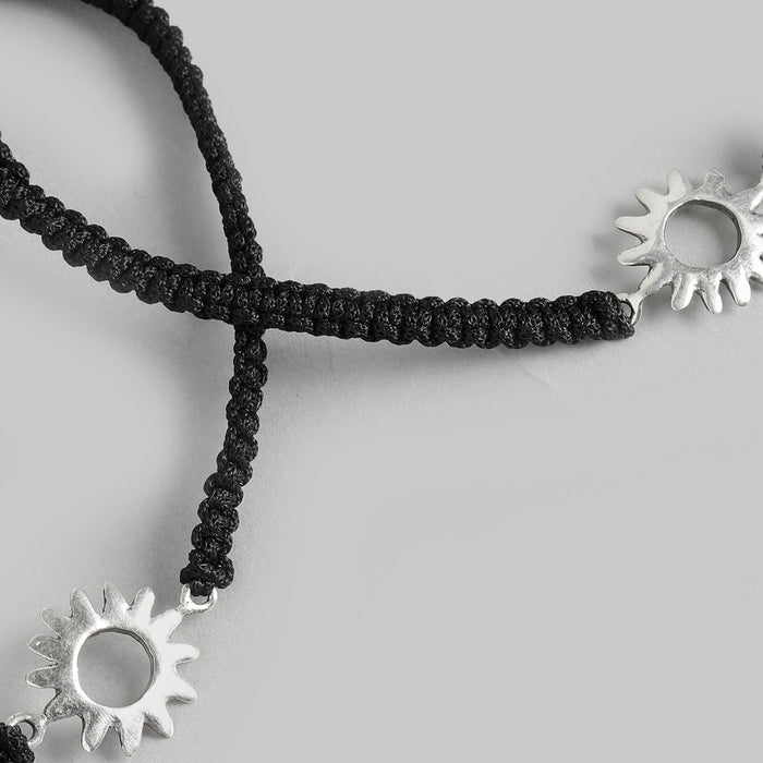Classic 925 Sterling Silver Black Tread Anklet