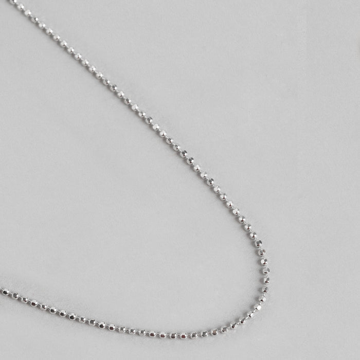 Classic Beaded Rhodium Plated 925 Sterling Silver Chain